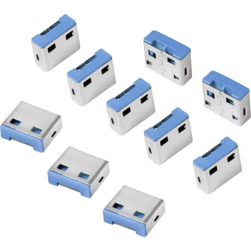 LogiLink USB-A Port Schloss USB PORT LOCK 10er Set Silber, Blau ohne Schlüssel AU0046
