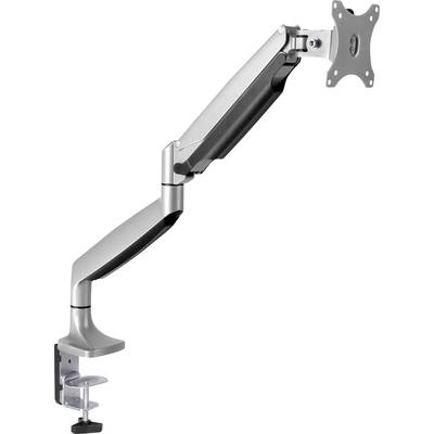 Verstellbarer Monitorarm aus Metall, montierbar an einem Schreibtisch. Eignet sich zur flexiblen Positionierung von Bildschirmen.