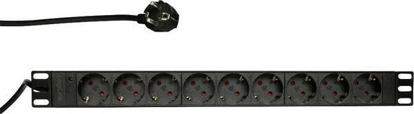 LogiLink PDU9C03 19 Zoll  Netzwerkschrank-Steckdosenleiste  1 HE Schutzkontaktsteckdose   Schwarz