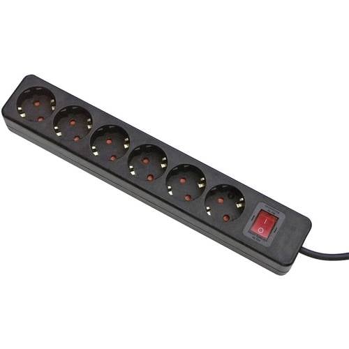 Gebro 106149 Steckdosenleiste mit Schalter 6fach Schwarz Schutzkontakt 1 St.