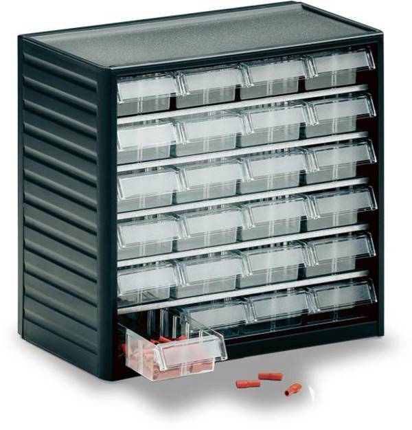 Treston Kleinteilemagazin 291-3 , inklusive 24 glasklaren Schubladen L-01, BxTxH 310x180x290 mm
