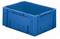 Eine blaue Kunststoffkiste mit robustem Design, ideal für Lagerung und Transport.