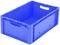 'Blaue Kunststoffkiste mit Henkel.'