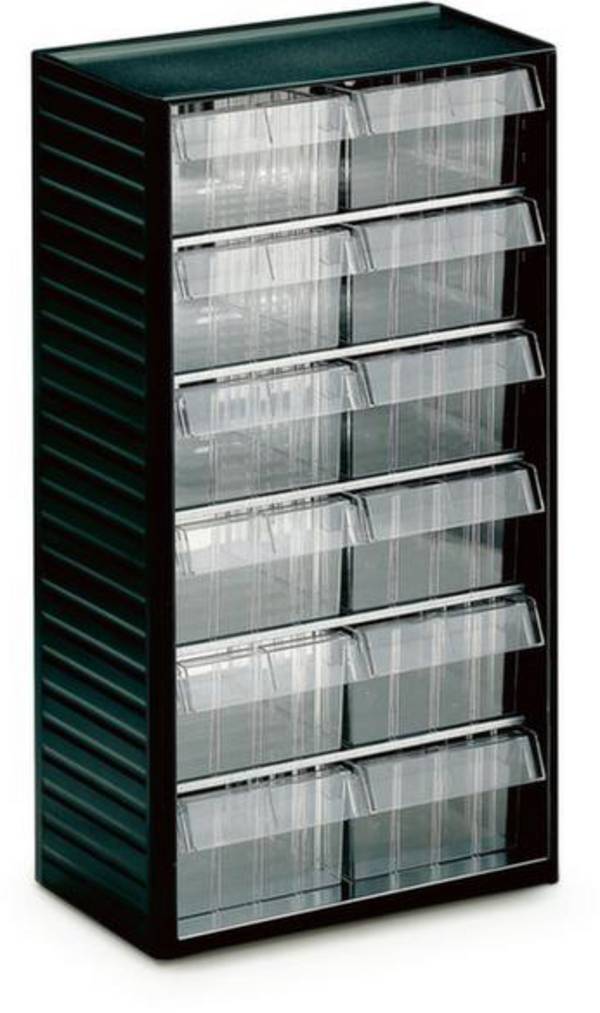 Treston Kleinteilemagazin 557-3, inklusive 12 glasklaren Schubladen L-07, BxTxH 310x180x550 mm
