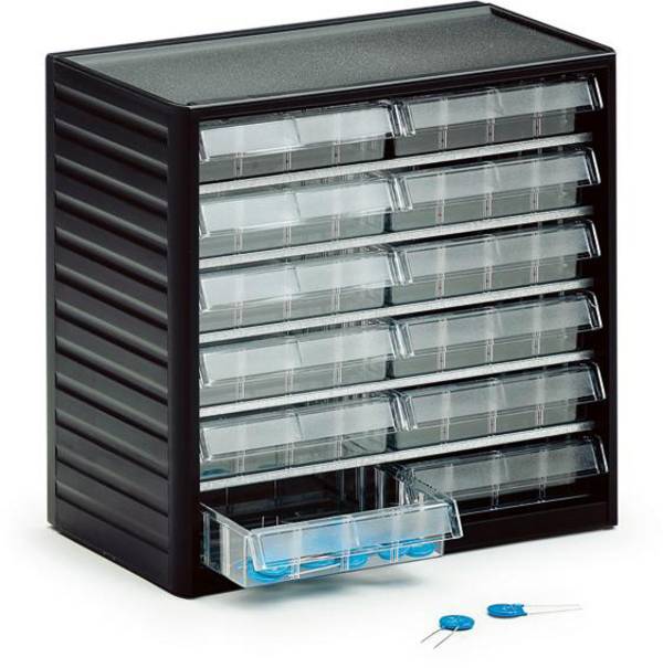 Treston Kleinteilemagazin 292-2 , inklusive 12 glasklaren Schubladen L-02, BxTxH 310x180x290 mm