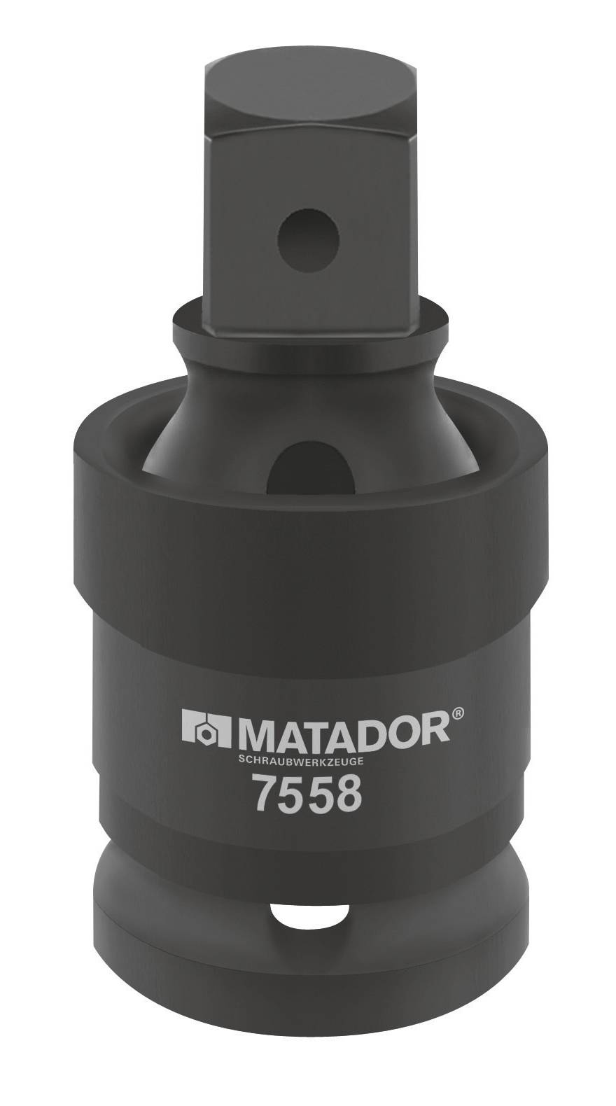 'Matador' Werkzeugadapter in Schwarz mit der Nummer '7558', zylindrische Form, verwendet zum Anpassen von Schraubenschlüsselgrößen.