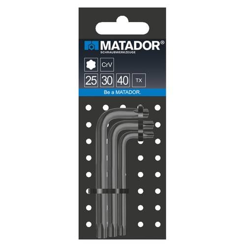 Matador Schraubwerkzeuge Innen-Sechsrund (TX) Winkelschraubendreher-Set T 25, T 30, T 40 3teilig