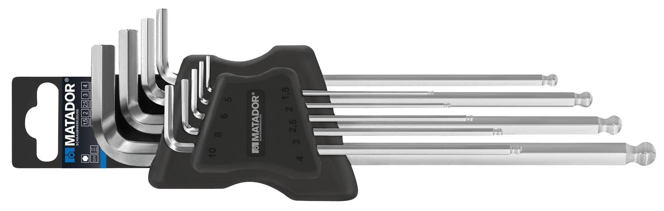 Matador Schraubwerkzeuge Innen-Sechskant Winkelschraubendreher-Set 1.5 mm, 2 mm, 2.5 mm, 3 mm, 4 mm, 5 mm, 6 mm, 8 mm, 1...