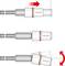 Drei Abbildungen eines Adapters mit rotem Pfeil, der Drehen und Schwenken zeigt. Die Funktion ist das Anpassen der Position.