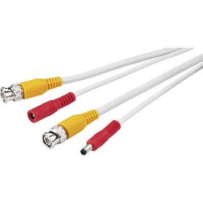 Drei weiße Kabel mit gelben und roten Steckverbindern, die für Videoverbindungen verwendet werden können.