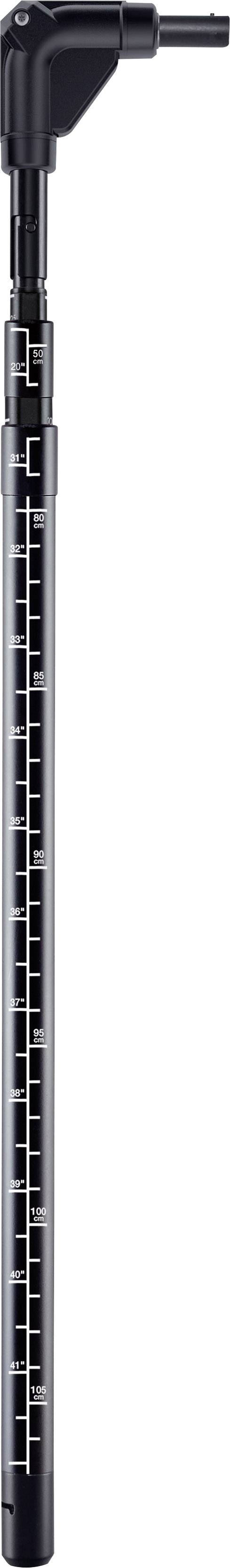 Ein verlängerbarer Schraubendreher mit Drehkopf und Maßstab auf der Stange. Ideal für schwer zugängliche Stellen.