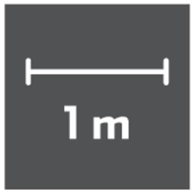 '1 m' neben einem Doppelpfeil, der eine Länge von einem Meter darstellt.