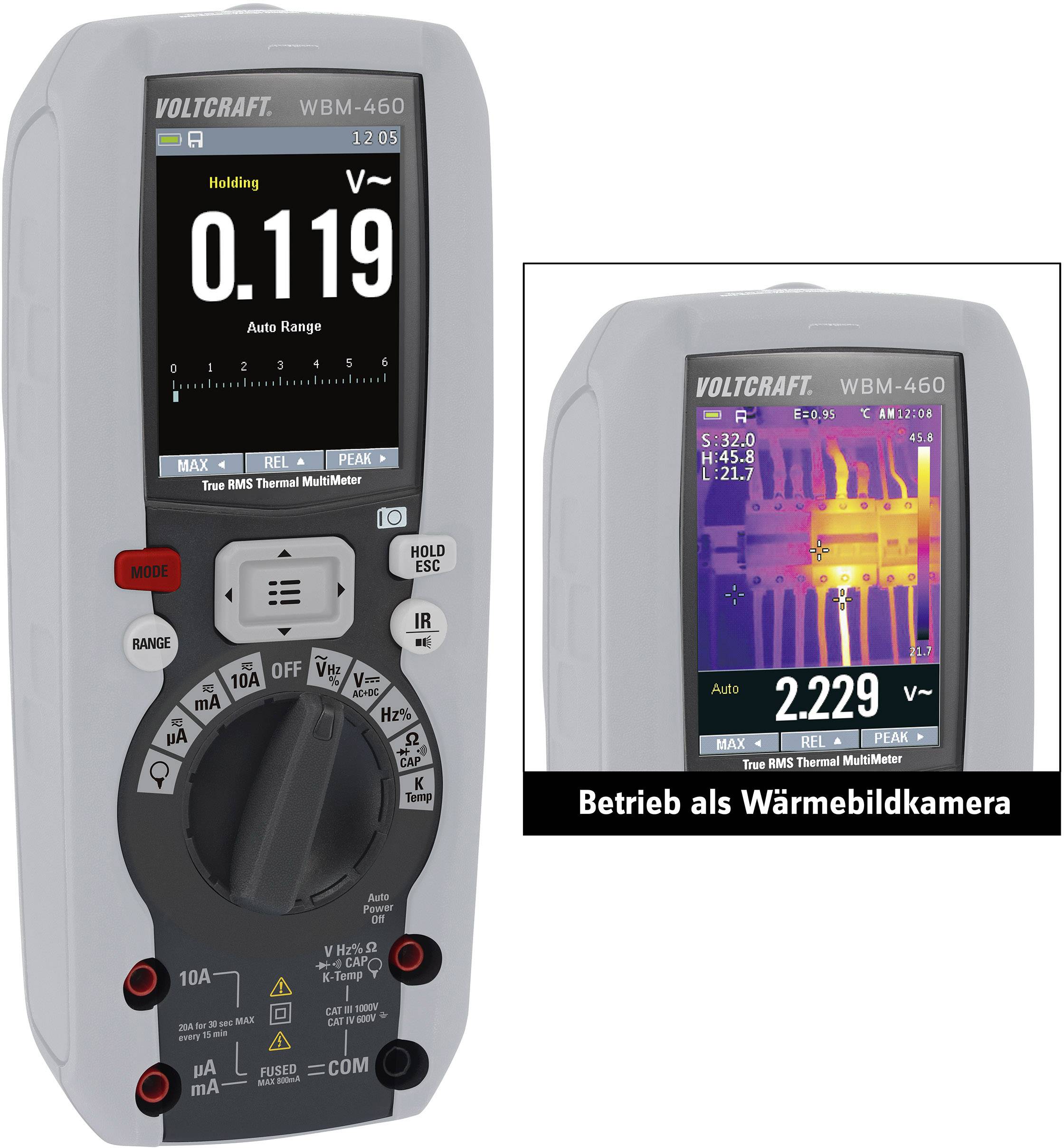 VOLTCRAFT WBM-460 Wärmebildkamera inkl. Multimeterfunktion -20 bis +260 °C 80 x 80 Pixel 50 Hz