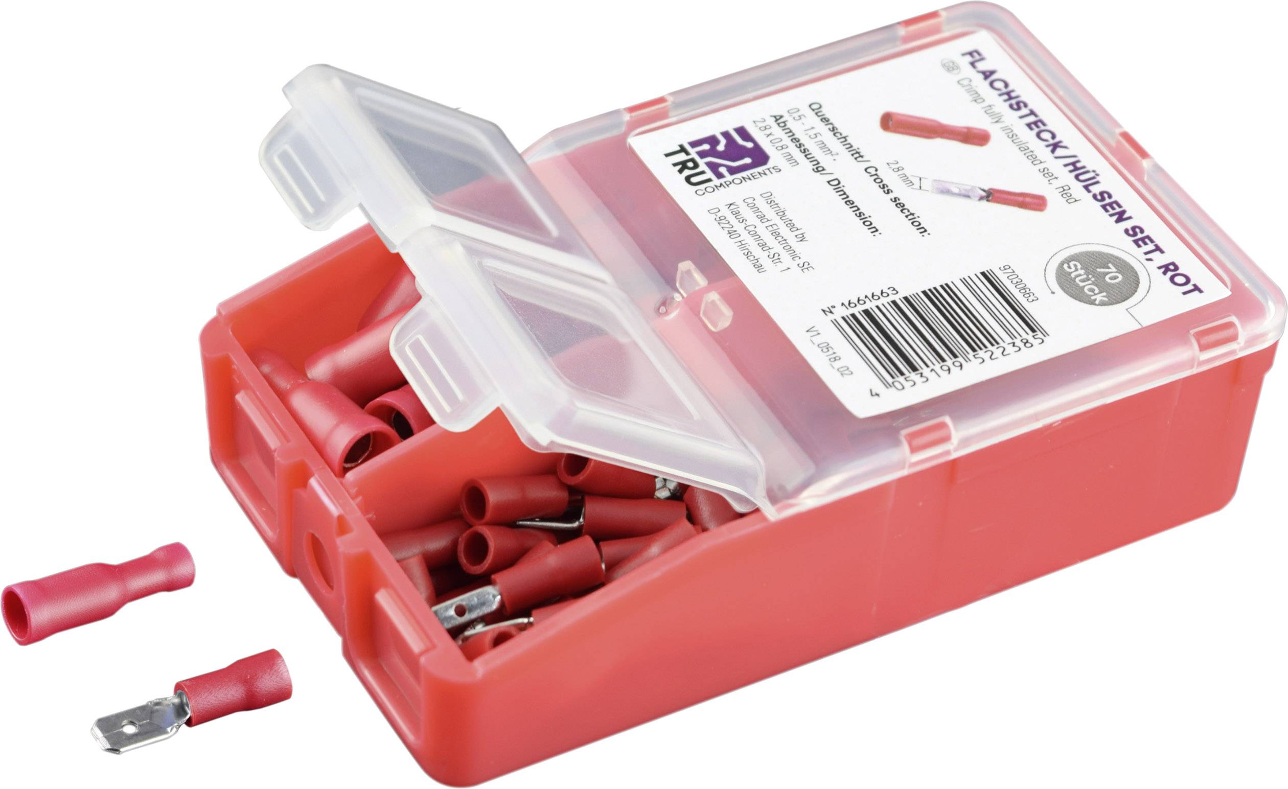 TRU COMPONENTS Quetschverbinder-Sortiment 0.5 mm² 1.5 mm² Rot 140 St. Vollisoliert-0