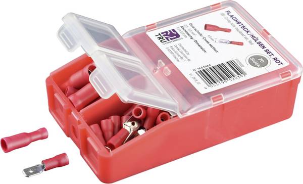 TRU COMPONENTS Quetschverbinder-Sortiment 0.5 mm² 1.5 mm² Rot 140 St.  Vollisoliert