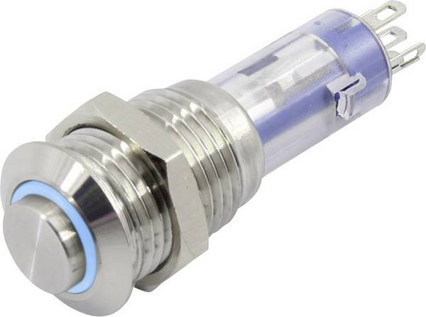 TRU COMPONENTS TC-6647568 LAS4GQH-11E/B/12V/S Drucktaster 48 V 2 A 1 x Aus/(Ein) tastend Blau   1 St.