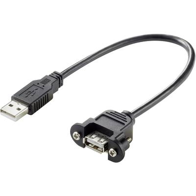 Renkforce USB-Kabel USB 2.0 USB-A Stecker 0.50 m Schwarz schraubbar, vergoldete Steckkontakte RF-4737360