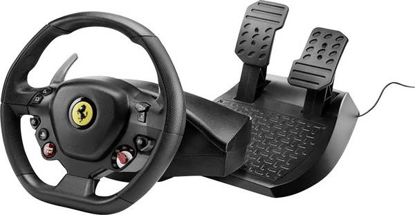 Thrustmaster T80 Ferrari 488 GTB Edition Lenkrad  PlayStation 4 Schwarz inkl. Pedale, Schraubbefestigung