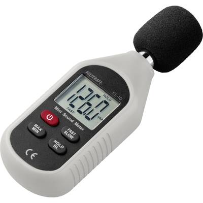 'Schallpegelmesser mit digitalem Display zeigt 126,0 dB an. Gerät hat Tasten für MAX/MIN und HOLD-Bl, um Funktionen zu steuern.'