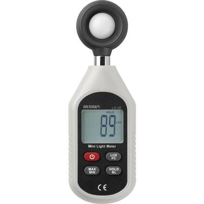 Ein digitales Luxmeter zeigt einen Wert von 89 Lux auf dem Display an. Es hat Knöpfe für 'Max Min', 'Lux Fc' und 'Hold BL'.