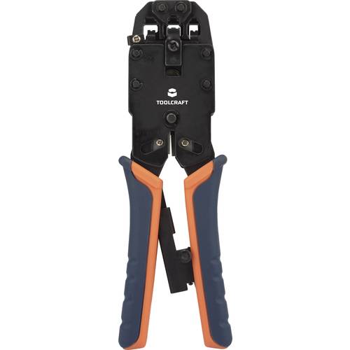 TOOLCRAFT TO-4988586 Crimpzange Modularstecker (Westernstecker) Inkl. Kabelschneider, Inkl. Abisolierwerkzeug RJ10, RJ11...