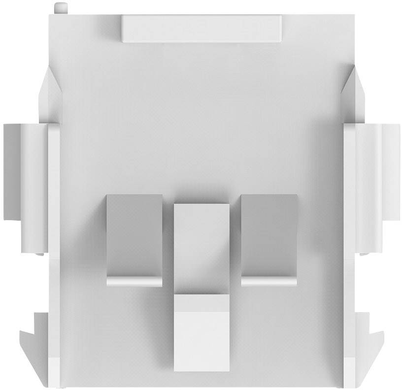 Eine abstrakte, kubische Architektur mit symmetrischen Elementen und Vorsprüngen, die von oben betrachtet wird.