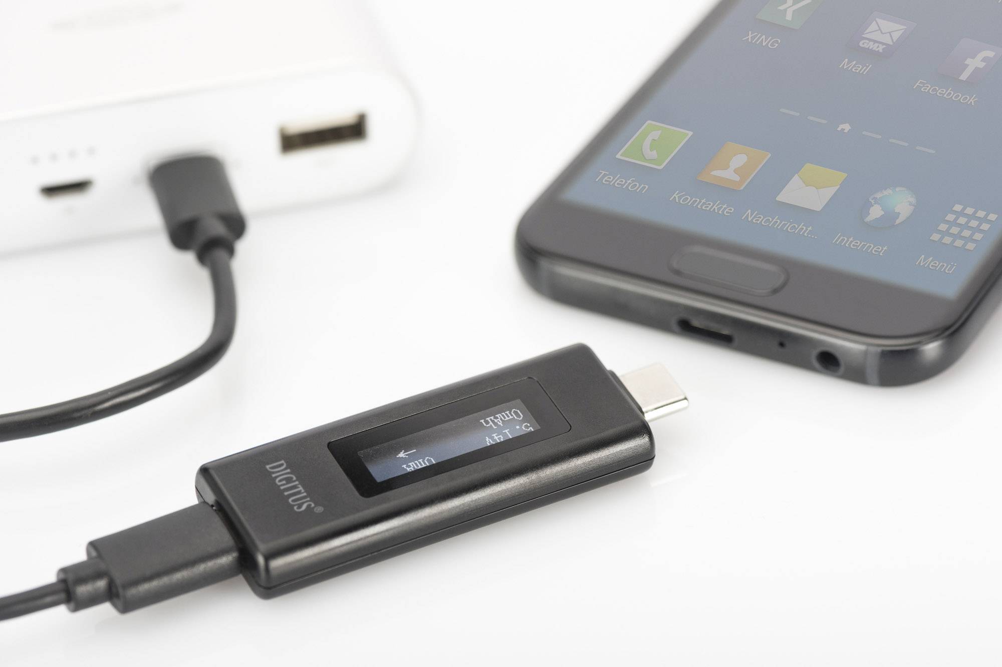 Digitus USB 3.2 Gen 1 (USB 3.0) Adapter [1x USB-C® Stecker - 1x USB-C® Buchse] DA-70612 mit Stromzähler-3
