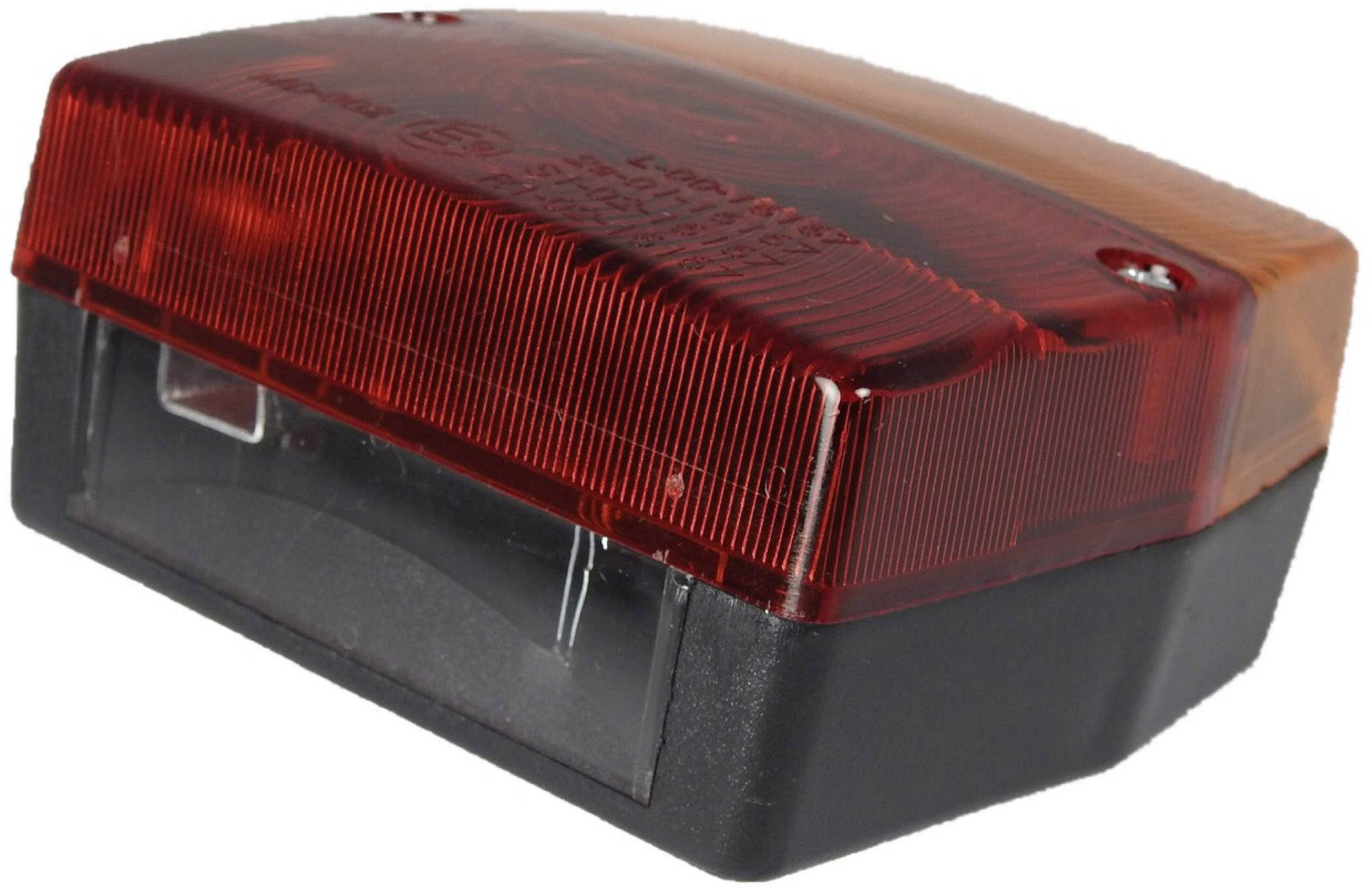 Rotes und schwarzes Gehäuse eines elektronischen Geräts, vermutlich ein Rauchmelder oder Alarmgeber, mit klaren Linien und flacher Form.