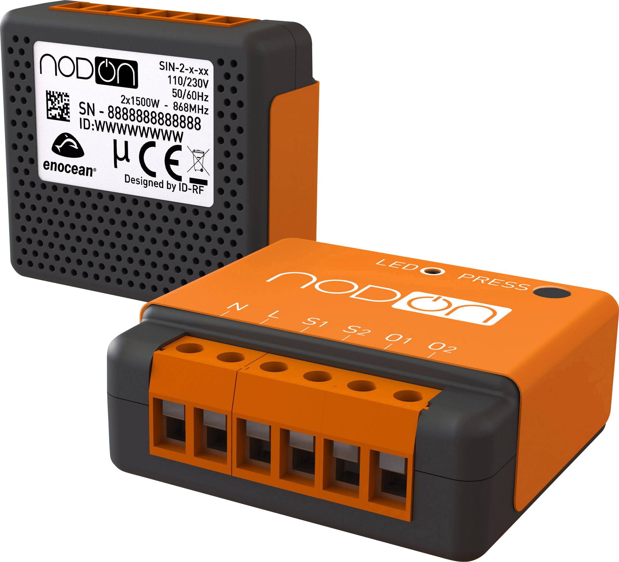 NodOn SIN-2-2-01 EnOcean Unterputz-Modul, 2x1,15W Schaltleistung, 2 Kanäle-1