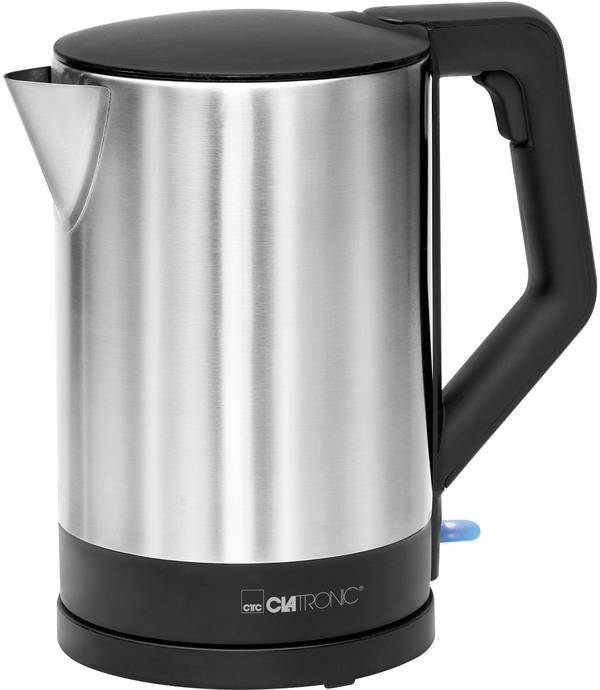 Clatronic WKS 3692 schwarz Wasserkocher mit Deckel Edelstahl, Schwarz Fassungsvermögen: 1.5 l