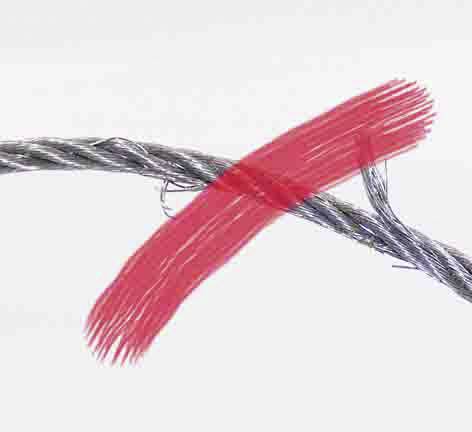 'Zerbrochenes Seil, mit rotem X markiert.'