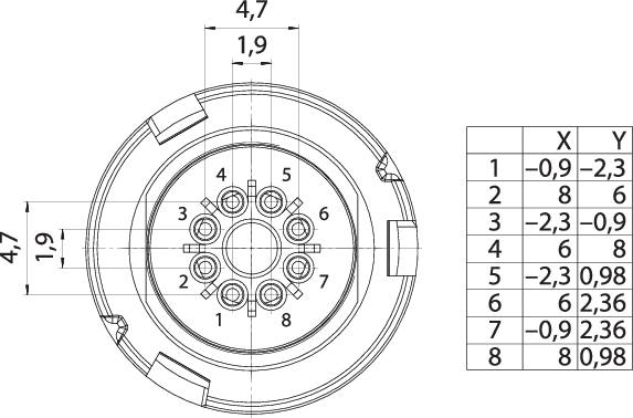 Kabelstecker S.770 MED 8pol. weiss KD 6-8mm | BINDER | Serie 770 | Miniatur-4