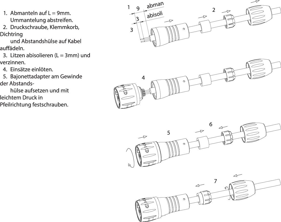 Kabelstecker S.770 MED 8pol. weiss KD 6-8mm | BINDER | Serie 770 | Miniatur-8