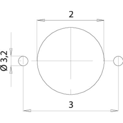 Technische Zeichnung eines Kreises mit Durchmesser 'Ø32', horizontalen Pfeillinien mit Längenangaben '2' und '3'.