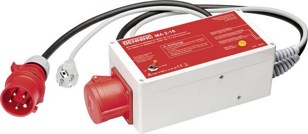 Benning BENNING MA 2-16 Messadapter Schutzkontakt-Stecker - CEE-Cara-Kupplung Rot