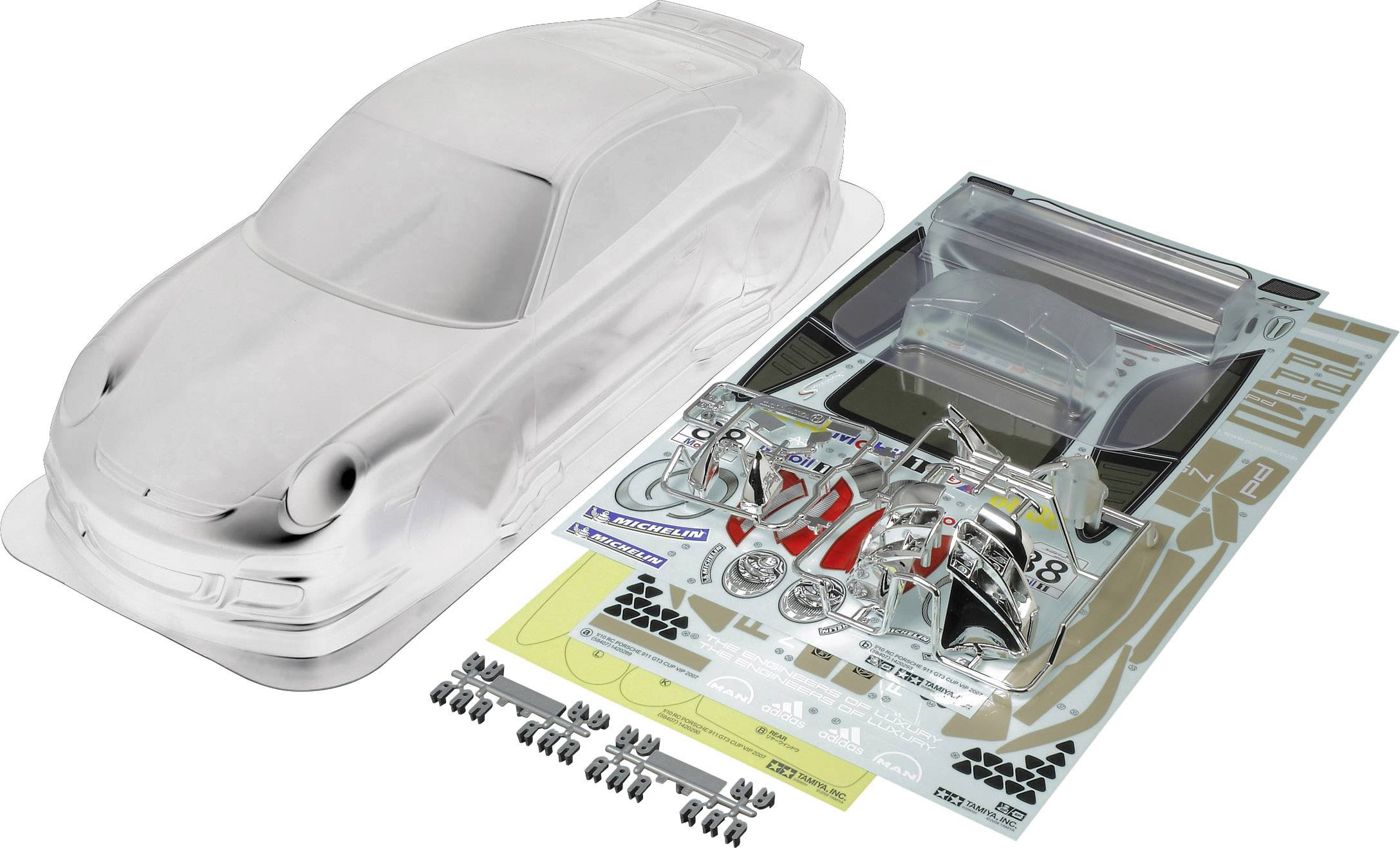 Tamiya 51336 1:10 Karosserie Porsche 911 GT3 Cup VIP 190 mm Unlackiert, nicht ausgeschnitten-1