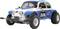 Ein Modellauto im Stil eines klassischen VW Käfers, umgebaut für Offroad-Rennen, mit der Startnummer 506 und verschiedenen Sponsoraufklebern.