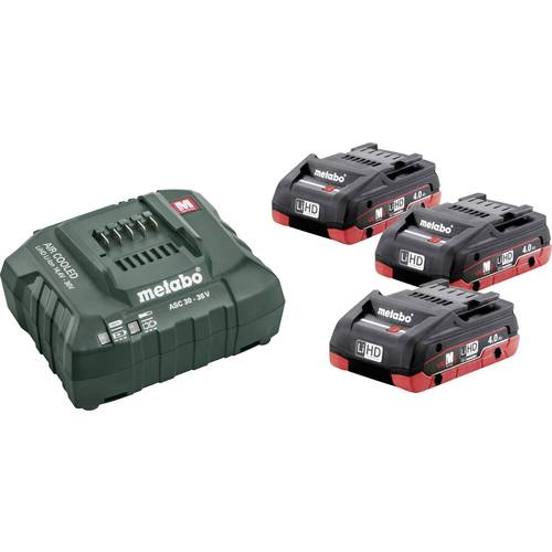 Metabo 685132000 Basic-Set 3 x LiHD 4.0 Ah Werkzeug-Akku und Ladegerät 4.0 Ah LiHD