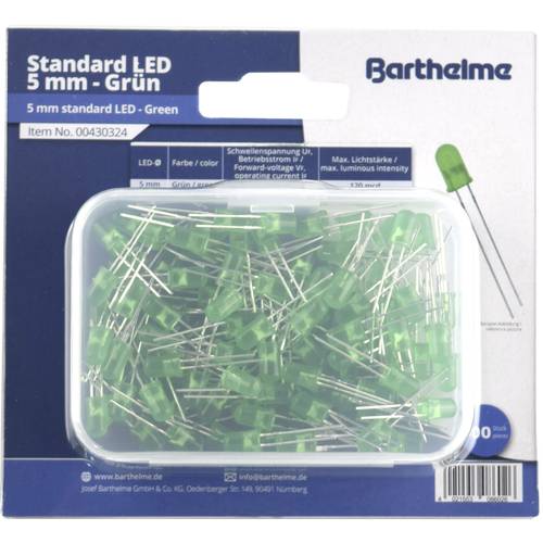 Barthelme LED-Sortiment Grün Rund 5 mm 120 mcd 35 ° 20 mA 2 V