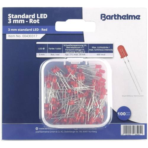 Barthelme LED-Sortiment Rot Rund 3 mm 600 mcd 30 ° 20 mA 2 V