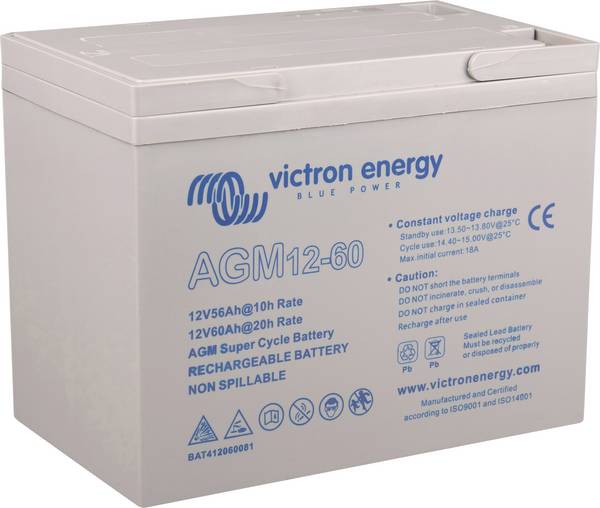 Victron Energy Blue Power BAT412550104 Solarakku 12 V 60 Ah Blei-Gel (B x H x T) 22.9 x 22.7 x 13.8 cm M8-Schraubanschluss