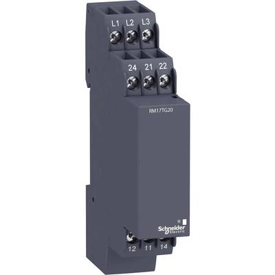'Schneider Electric' Sicherungsrelais in schwarzem Gehäuse mit Anschlüssen oben und unten, geeignet für industrielle Anwendungen.