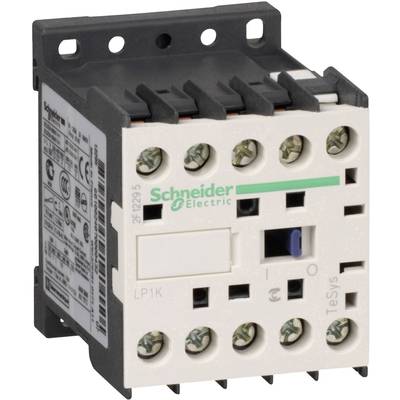 Ein weißer elektrischer Schütz von Schneider Electric mit mehreren Schraubklemmen und Schaltern, geeignet für Steuerungsanwendungen.