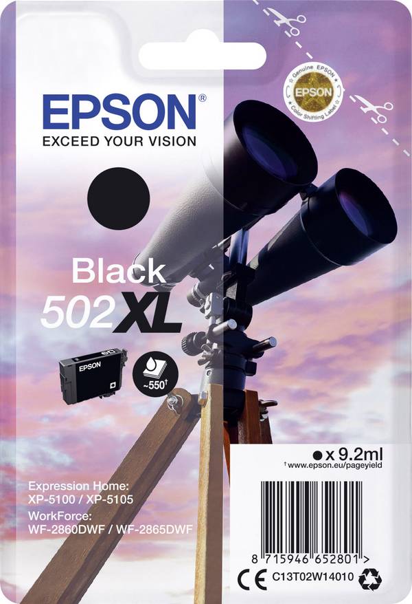 Epson Druckerpatrone 502XL Original Schwarz C 13 T 02W14010