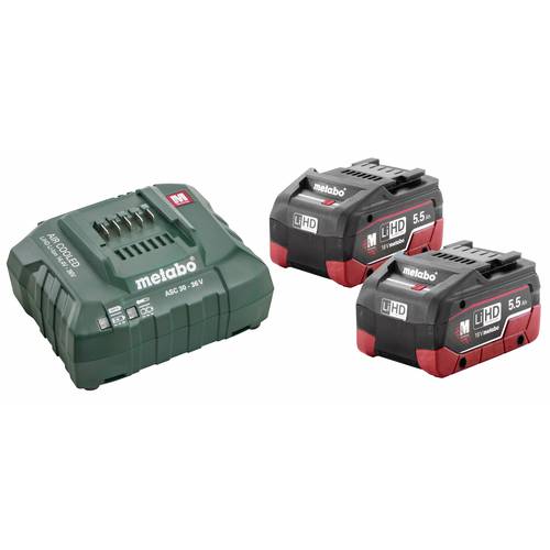 Metabo 685122000 Basic-Set 2 x LiHD 5.5 Ah Werkzeug-Akku und Ladegerät 18 V 5.5 Ah LiHD