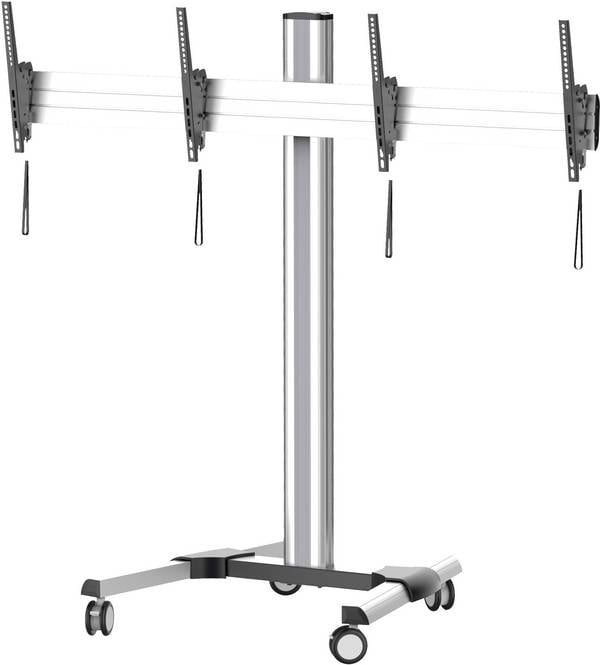 MyWall HP 113 Rollwagen für 2 LCD Bildschirme 102 cm (40) - 140 cm (55) belastbar bis 50 kg, Diebstahlschutz