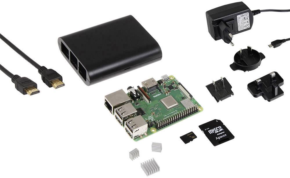 Raspberry 3B+ BASIC SET Raspberry Pi® 3 B+ 1 GB 4 x 1.4 GHz inkl. Gehäuse, inkl. Netzteil, inkl. Noobs OS, inkl.