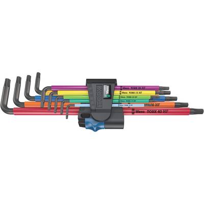 Ein Set von bunten TORX-Winkelschlüsseln, geordnet in einem Halter. Jeder Schlüssel hat unterschiedliche Farben und Größenbeschriftungen.