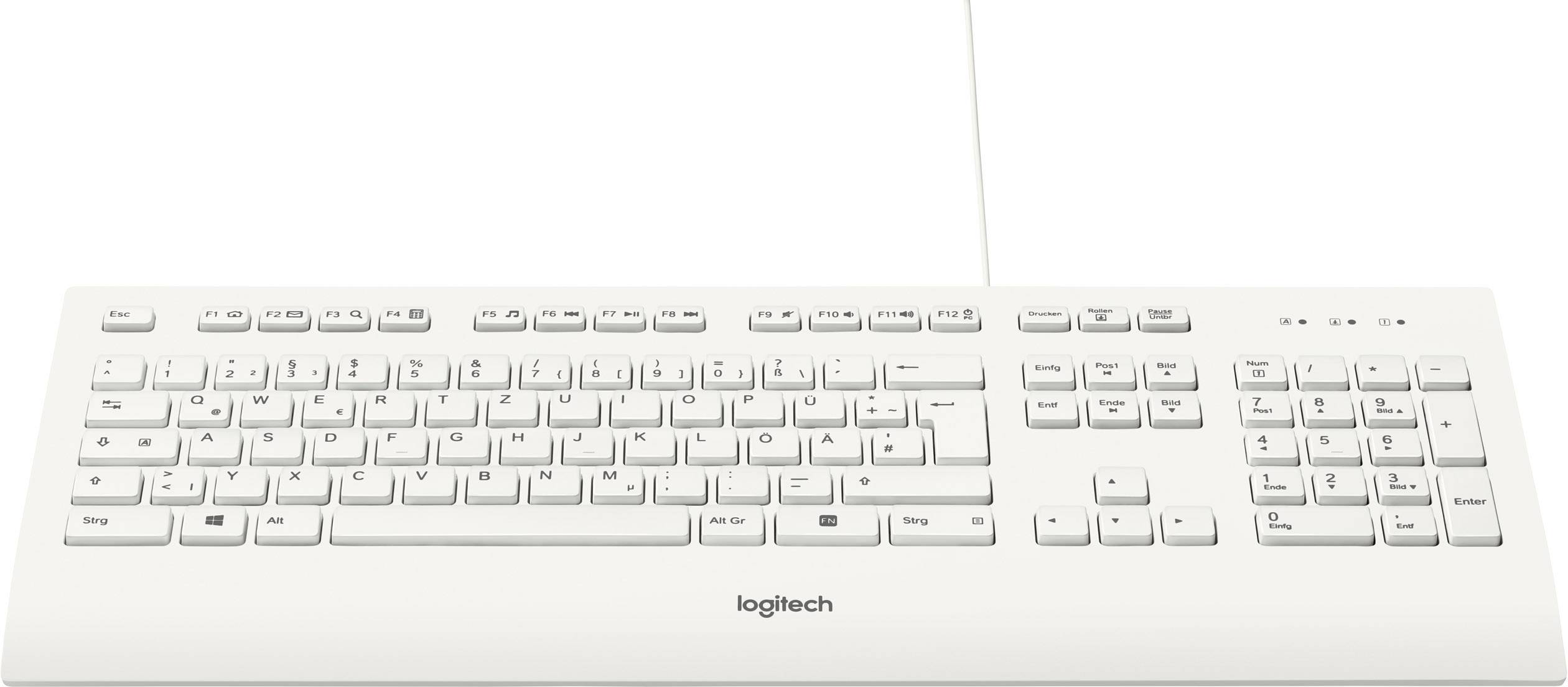 Logitech K280e B2B USB Tastatur Deutsch, QWERTZ Weiß Spritzwassergeschützt-1