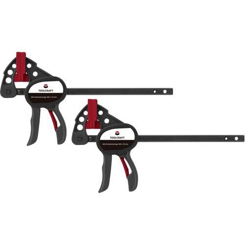 Mini-Einhandyzwinge 100x35 mm 2er Set TOOLCRAFT 1669393 Spann-Weite (max.):100 mm Produktabmessung, Länge: 191 mm Auslad...